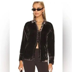 We The Free People Marianne Velvet Top Midnight Brown Medium